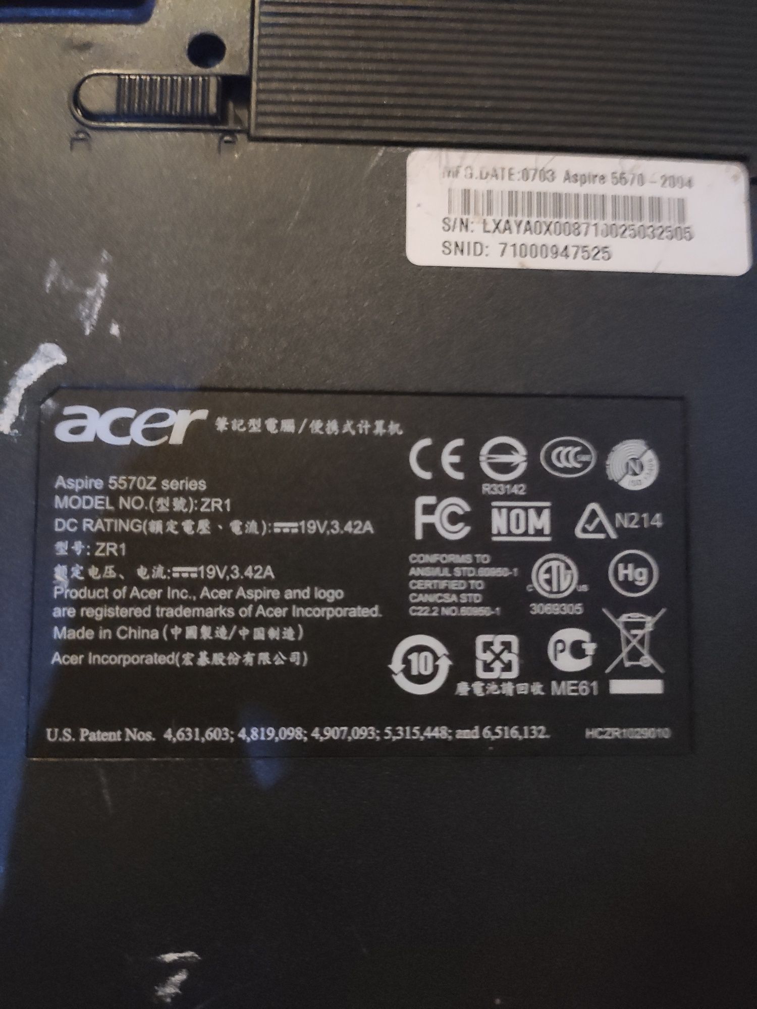 Peças portátil Acer aspire 5570Z