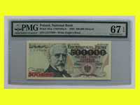 Henryk Sienkiewicz 500000 zł 1993 banknot grading PMG 67 seria L