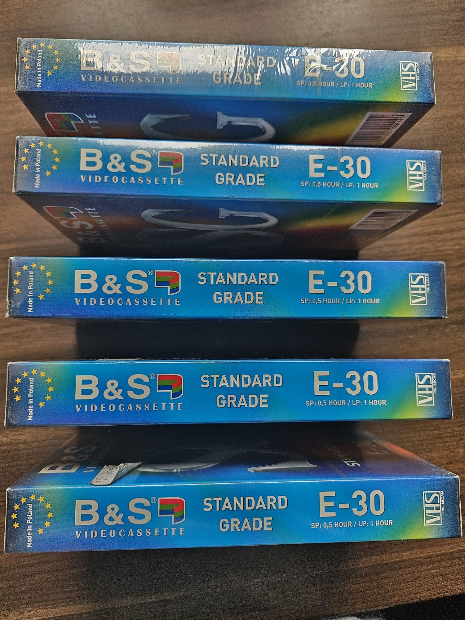 Kasety video B&S Standart Grade E 30 5 szt, nowe!