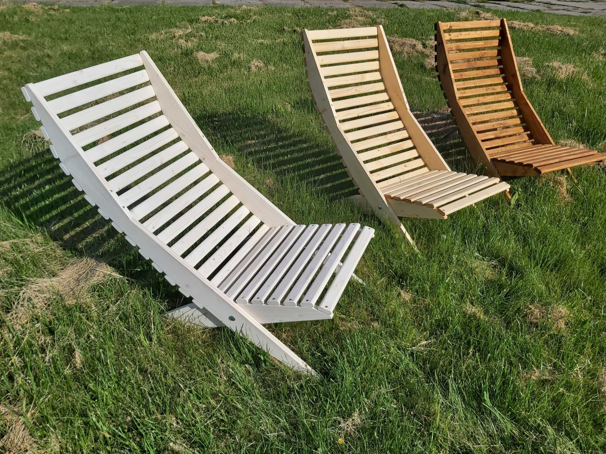 Leżak drewniany ogrodowy plażowy składany