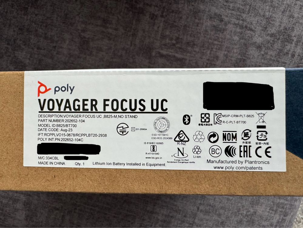 Headset Poly Voyager Focus UC B825/BT700