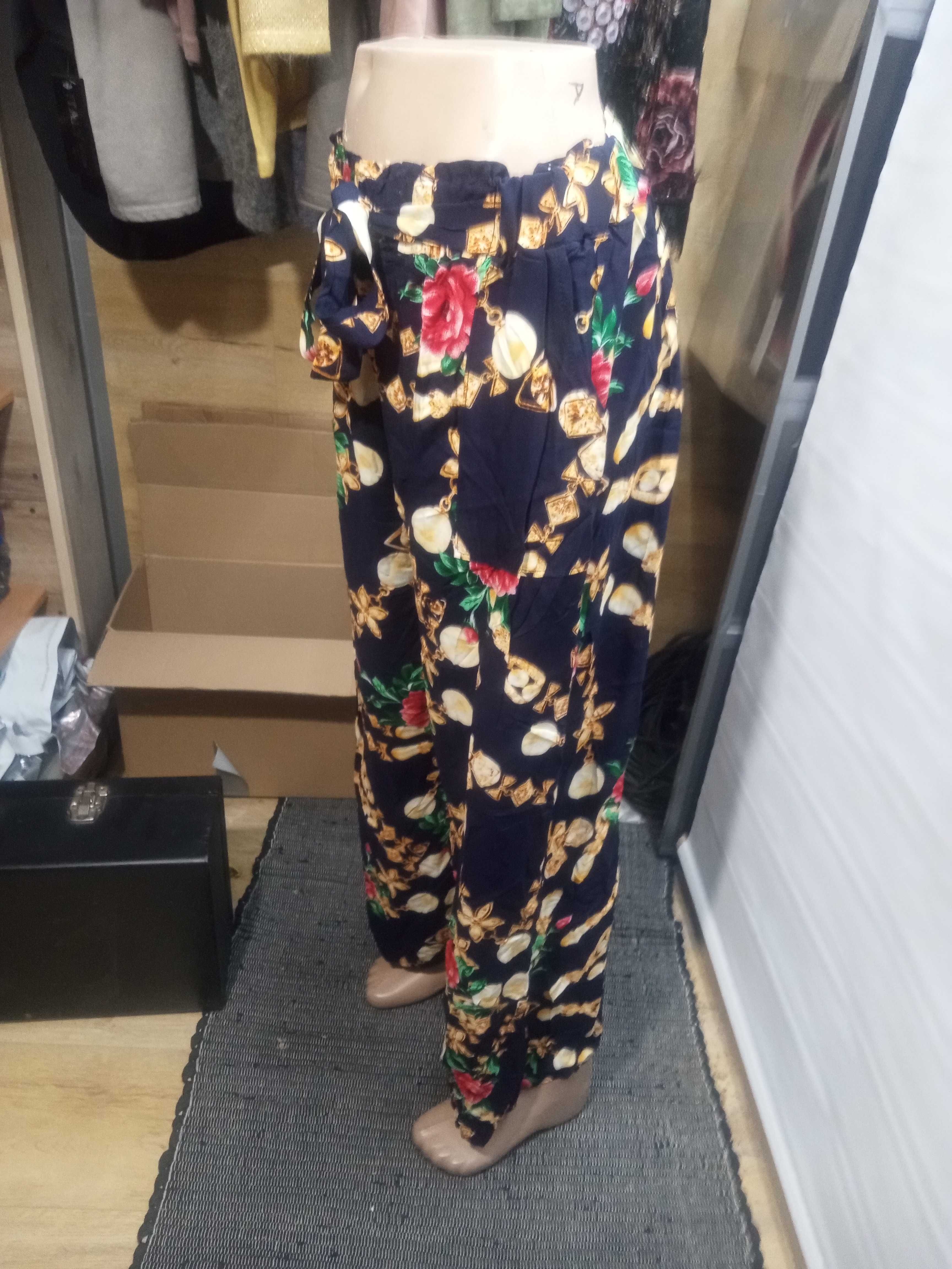 Spodnie lato wzorowane szeroka nogawka xl/2xl  bawełna