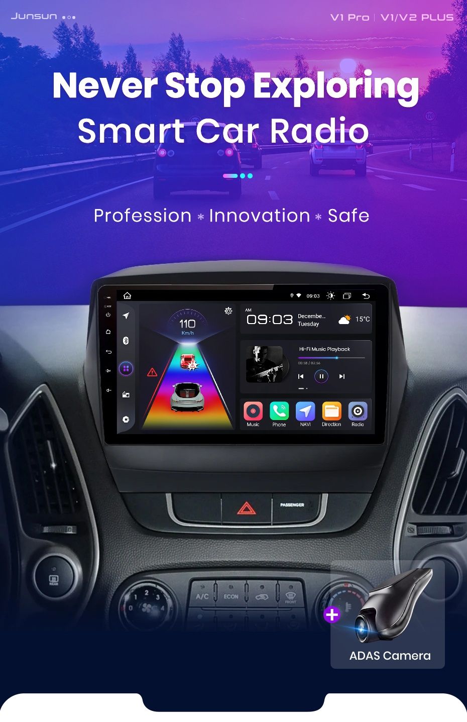 Rádio 9" Android Hyundai Tucson 2 Ix35 de 2009-15 WIFI GPS 1/32GB