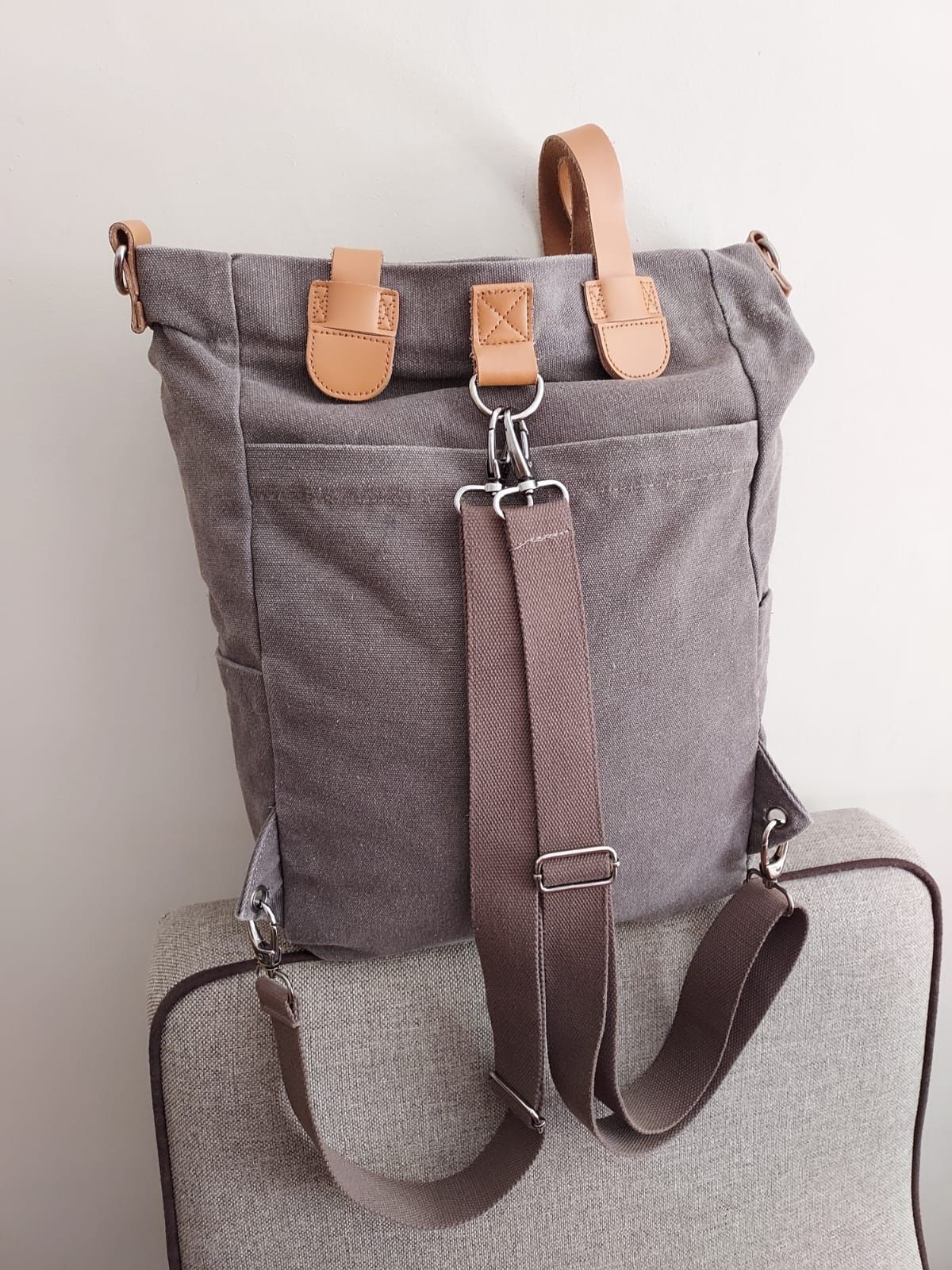 Torebka z funkcją plecaka szara Pragma Style