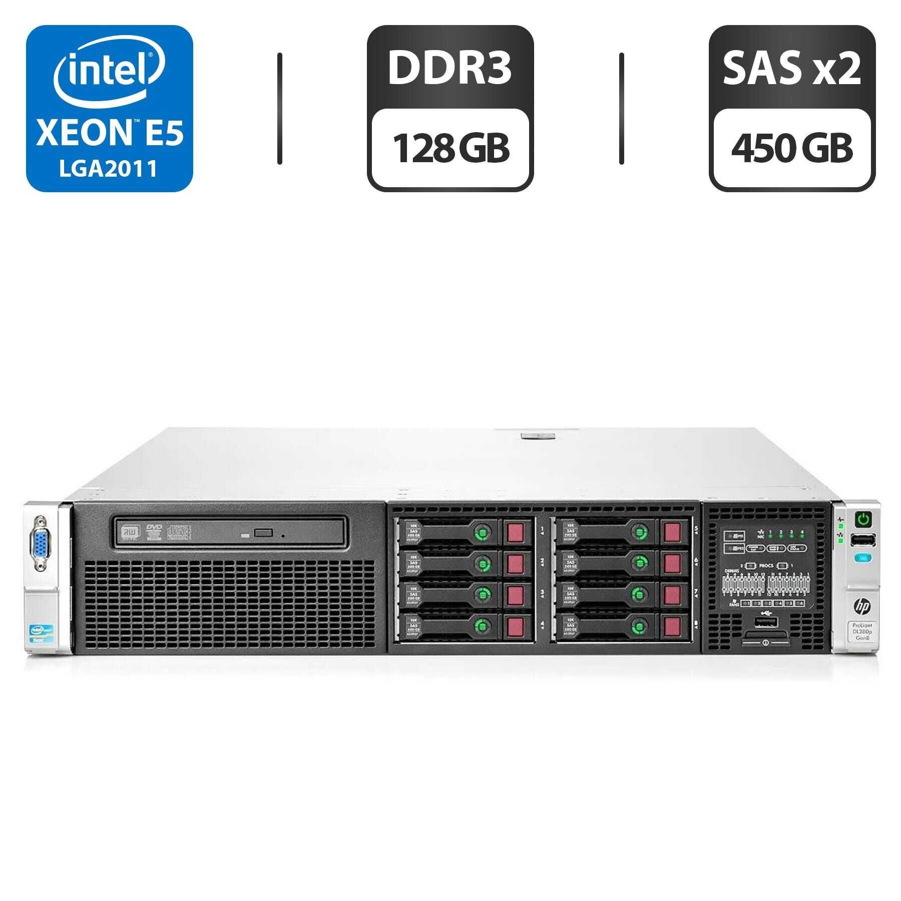 Сервер HP ProLiant DL380p G8 2U Rack E5-2658v2 x2 + 128GB DDR3