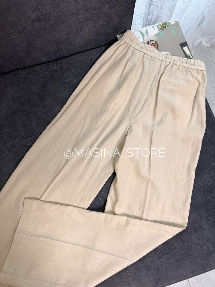 Нові брюки штани Zara Зара M льон бежеві оригінал літо прямі широкі