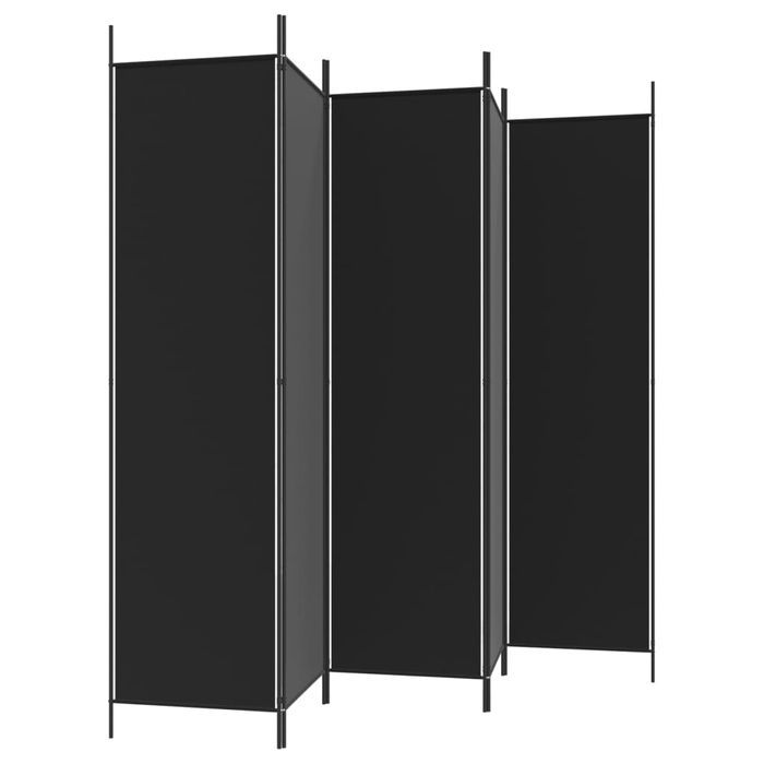 vidaXL Parawan 5-panelowy, czarny, 250x200 cm, tkanina