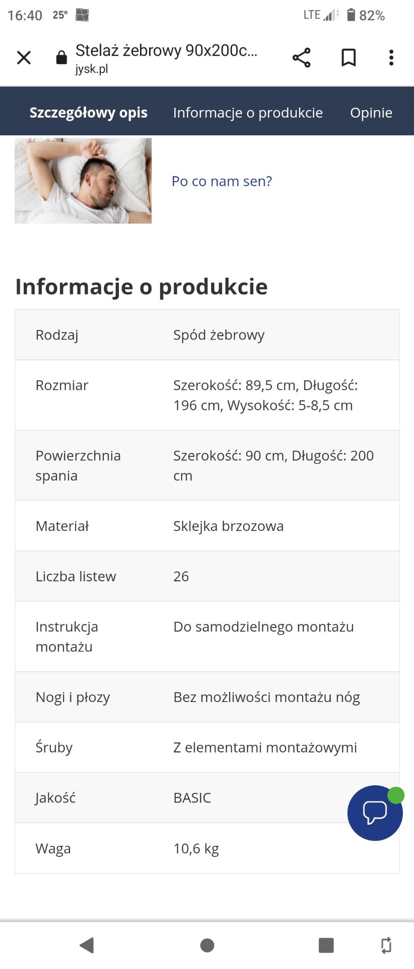 Stelaż żebrowy 90/200 Jysk