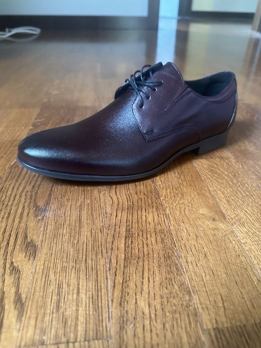 Nowe eleganckie buty męskie, wizytowe bordowe skóra naturalna R. 40