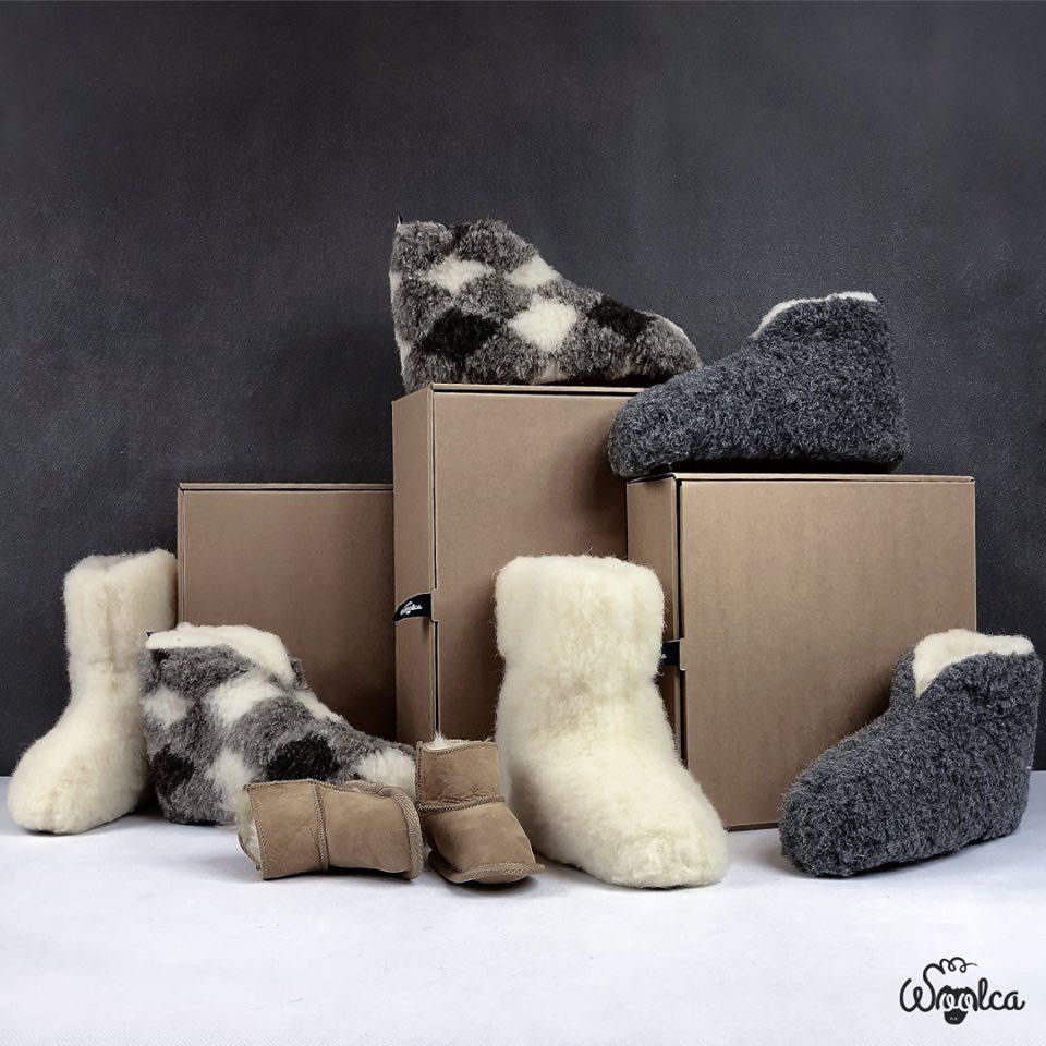 Oryginalne kapcie/bambosze Woolca z wełny merino na prezent r42 outlet