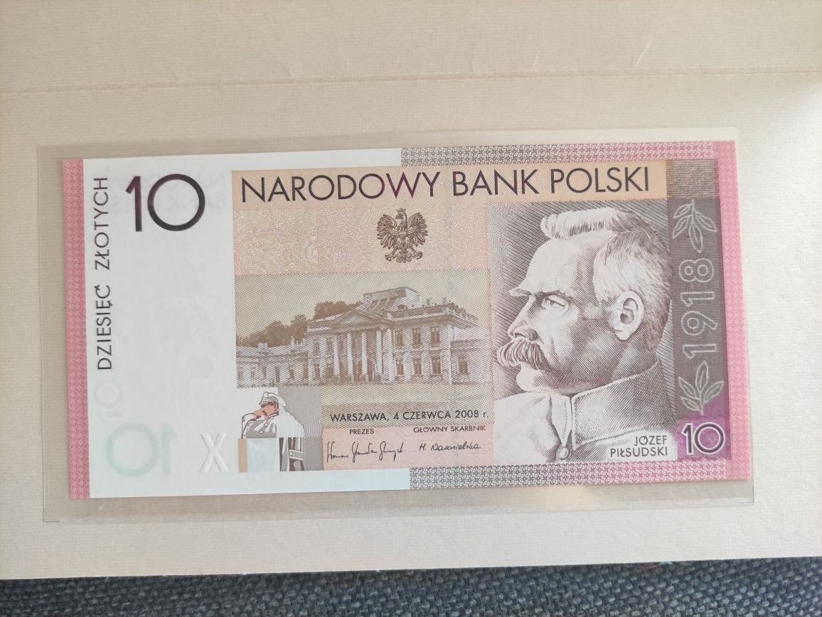 Banknot 10 zł Piłsudski 90 rocznica stan unc