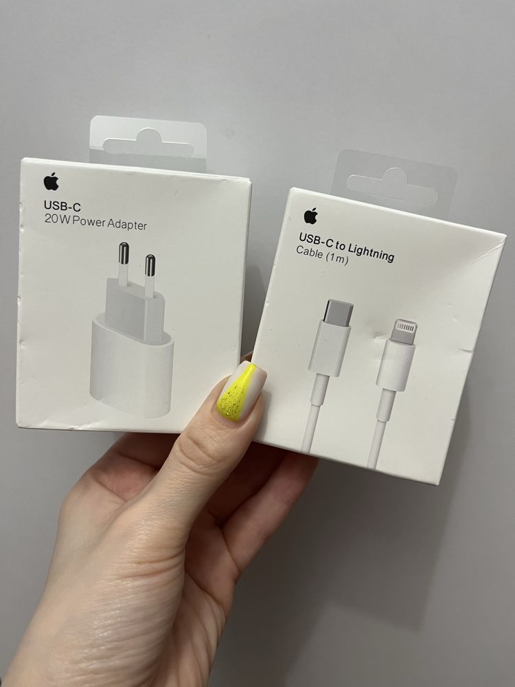 Комплект оригінальний адаптер живлення+Pd кабель Apple usb-c lightning