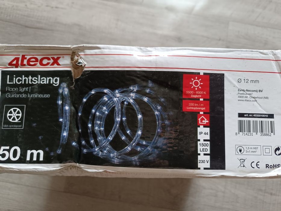 Tasma LED rope light 50m IP44 230V zimna biel 4Tecx