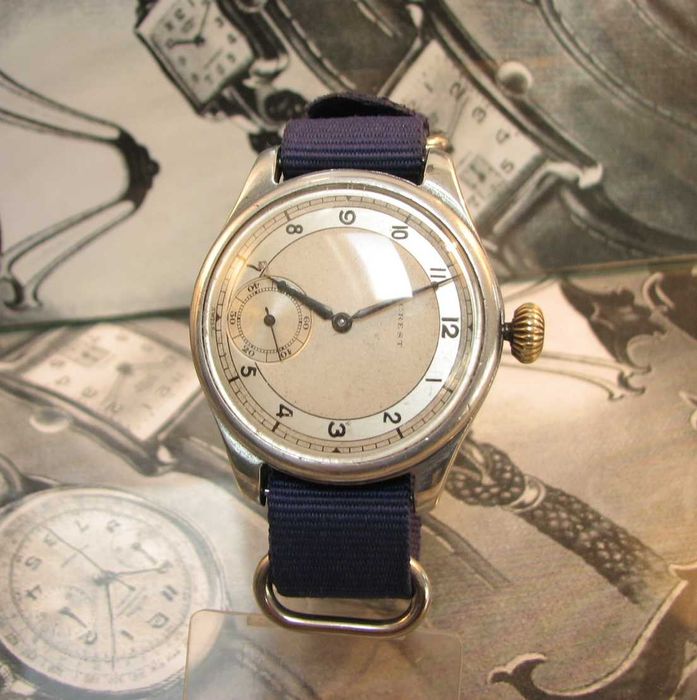 Rzadki zegarek WW2 CREST ALPINA GRUEN  system NN BIG Swiss. Pasówka.