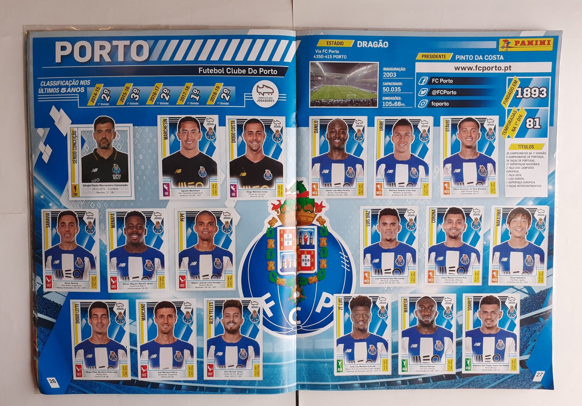 Caderneta Completa Panini Liga Nos Futebol 2019-20 Com Capa Protetora.
