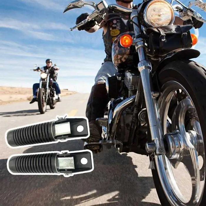 Par pousa pés traseiros universais borracha e aço moto