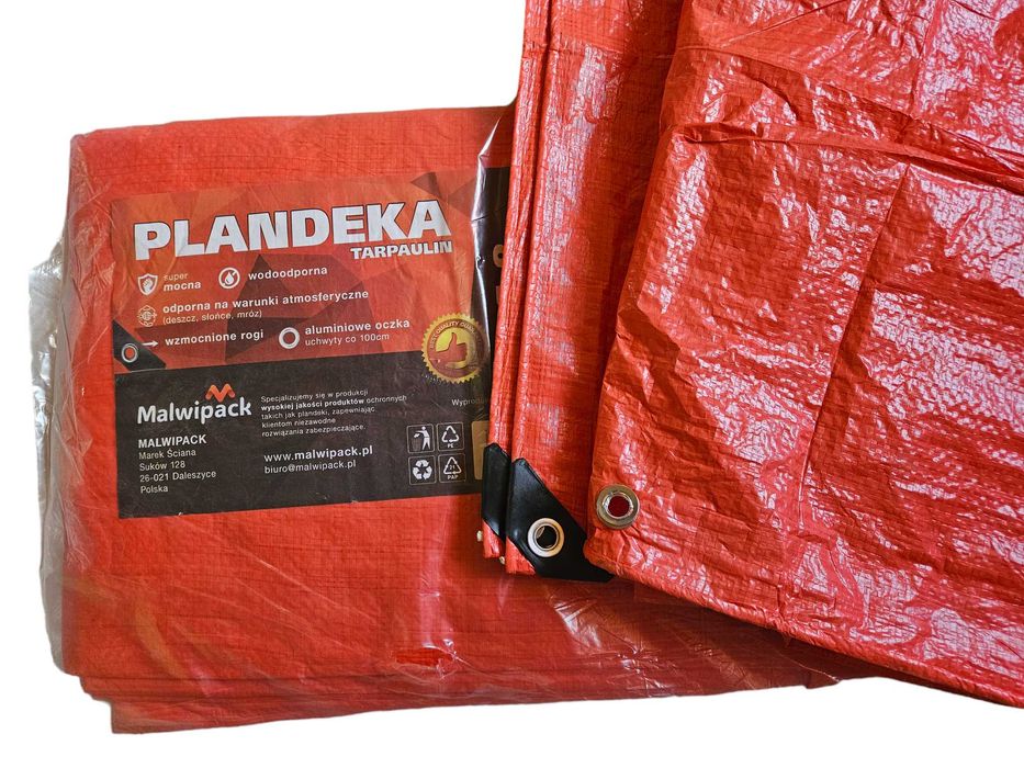 Plandeka 10x12 czerwona wzmacniana mocne okrycie płachta gruba