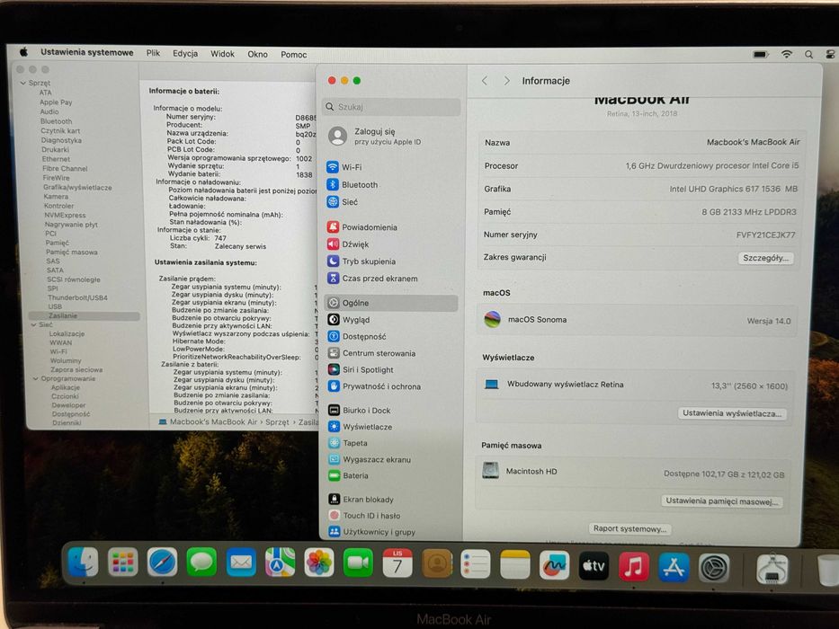MacBook Air 13 2018 i5 8GB RAM 128GB SSD Gwarancja