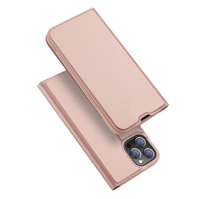 Etui Skórzane z Klapką do iPhone 13 Pro Max - Różowy