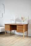 Biurko teakowe duńskie l.60 po renowacji design vintage prl