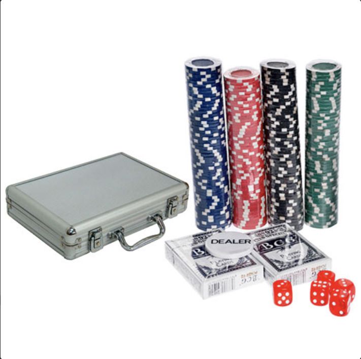 Набор для покера в чемодане: карты, 200 фишек, кубики, покерный
