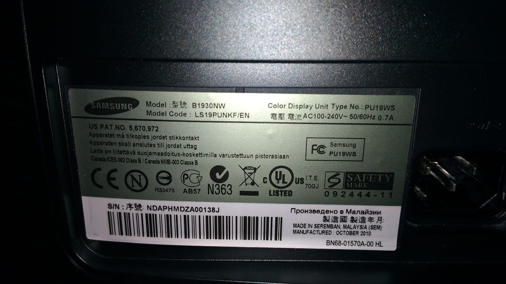 Monitor LCD Samsung B1930NW 19