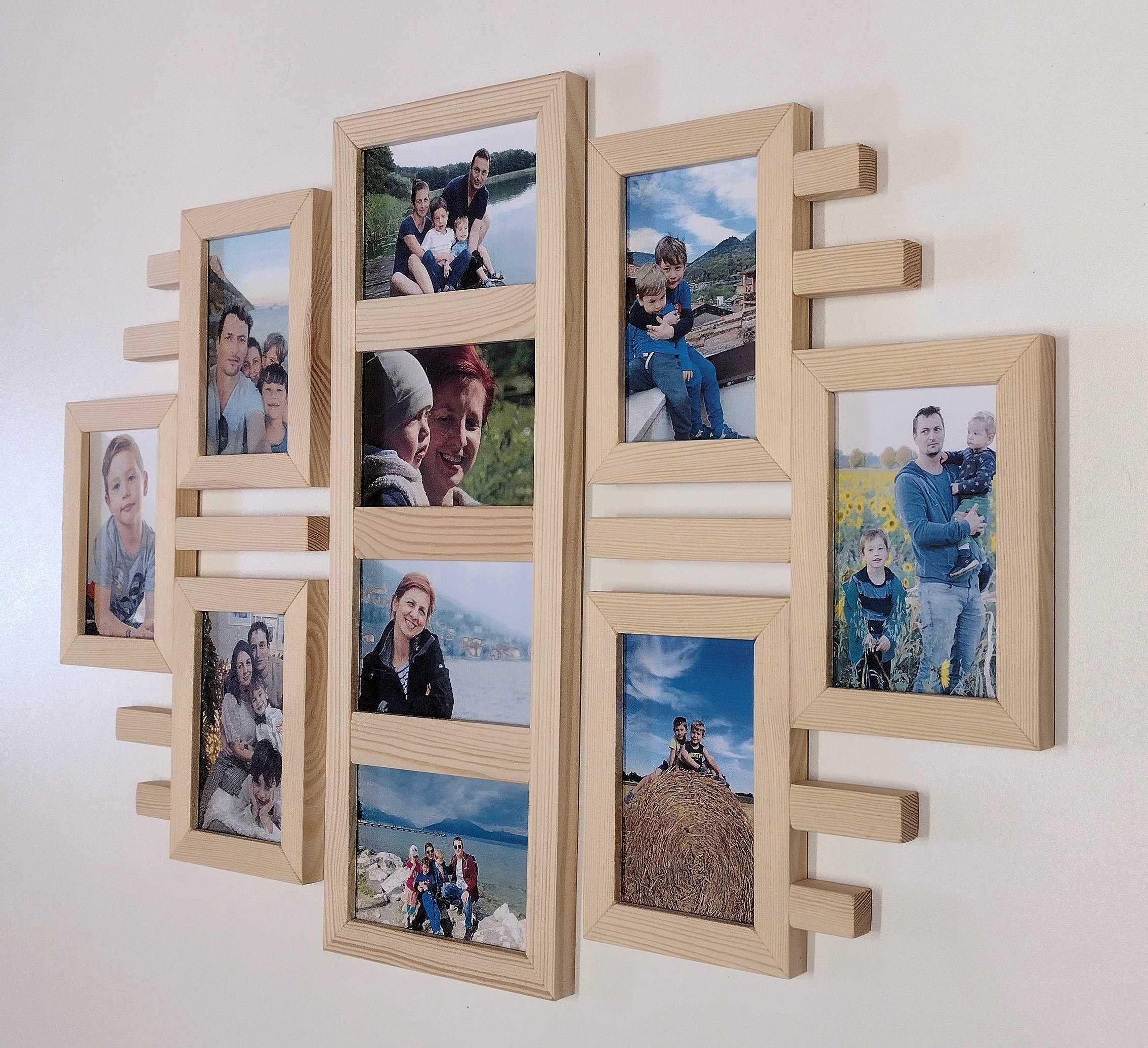 Drewniana Multirama Ramka Na 10 zdjęć 10x15 cm Galeria Ścienna PREZENT