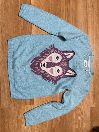 Sweter dziewczęcy z wilkiem roz 146