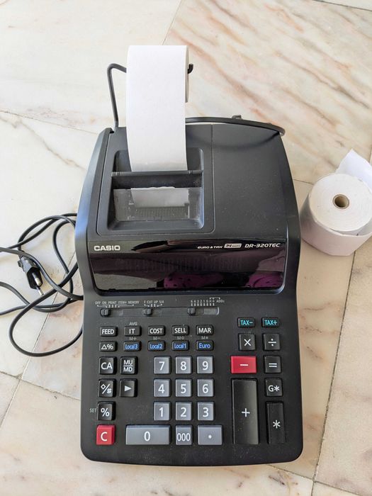Máquina de calcular Casio de rolo, Mod. DR-320 TEC