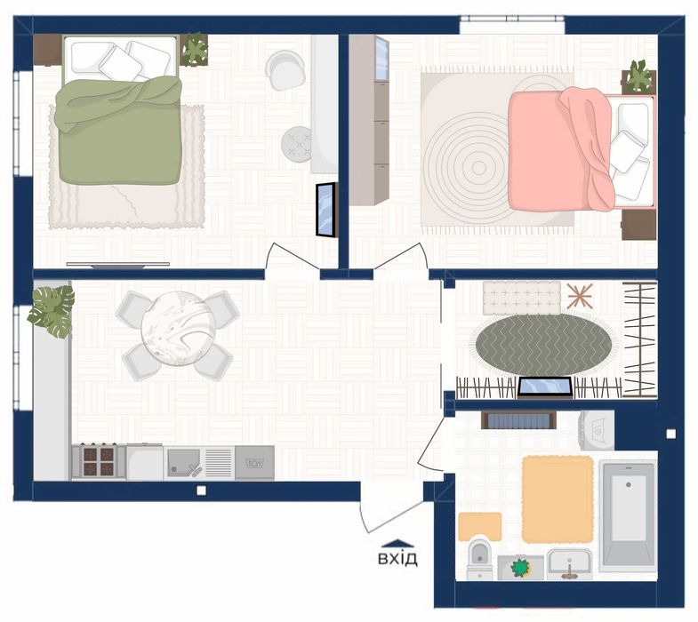 Двокімнатна квартира в Києві під інвестицію. З гардеробом