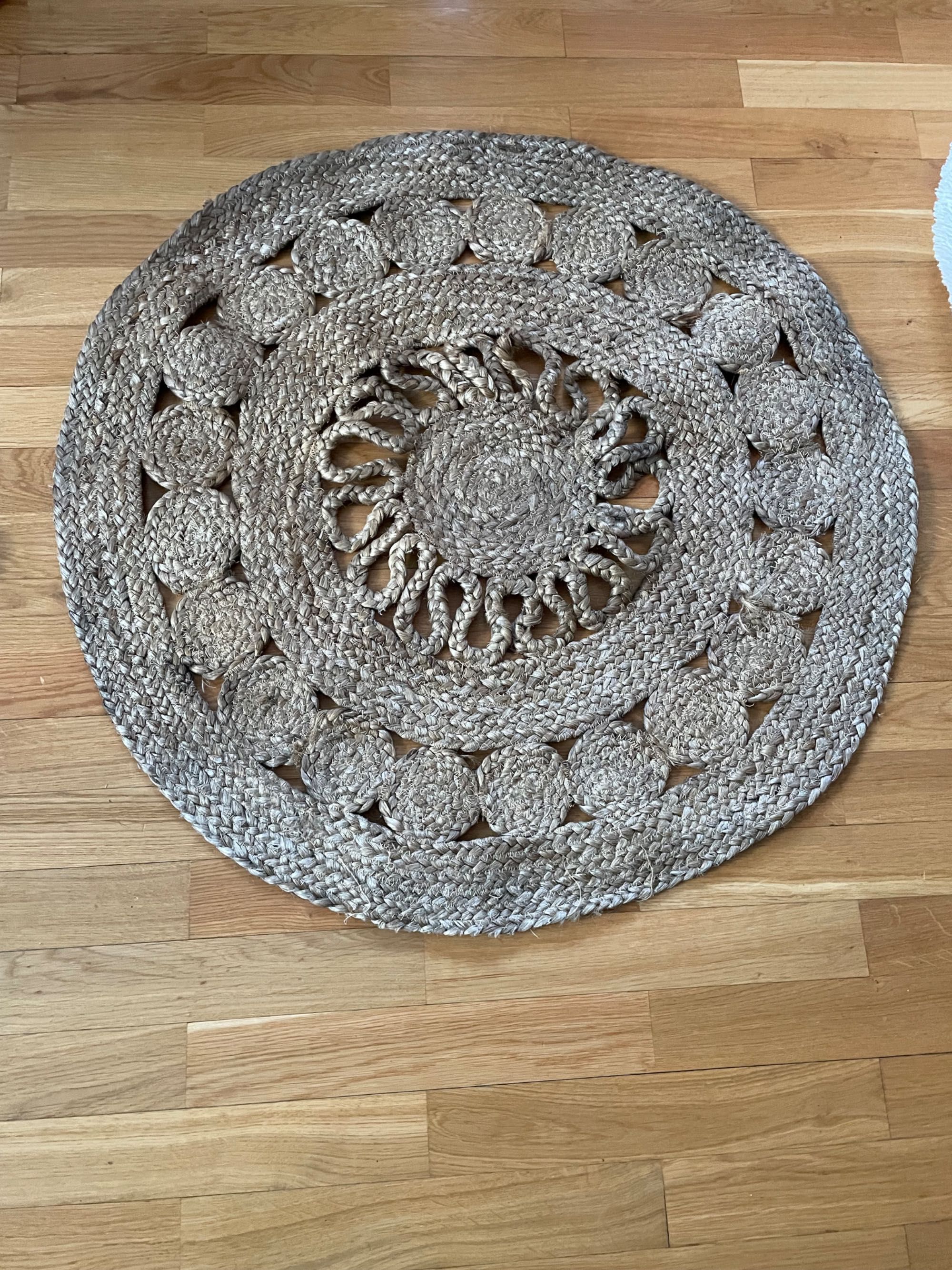 dywan ze sznurka dziergany, dywan jutowy, na ogród, taras 140cm