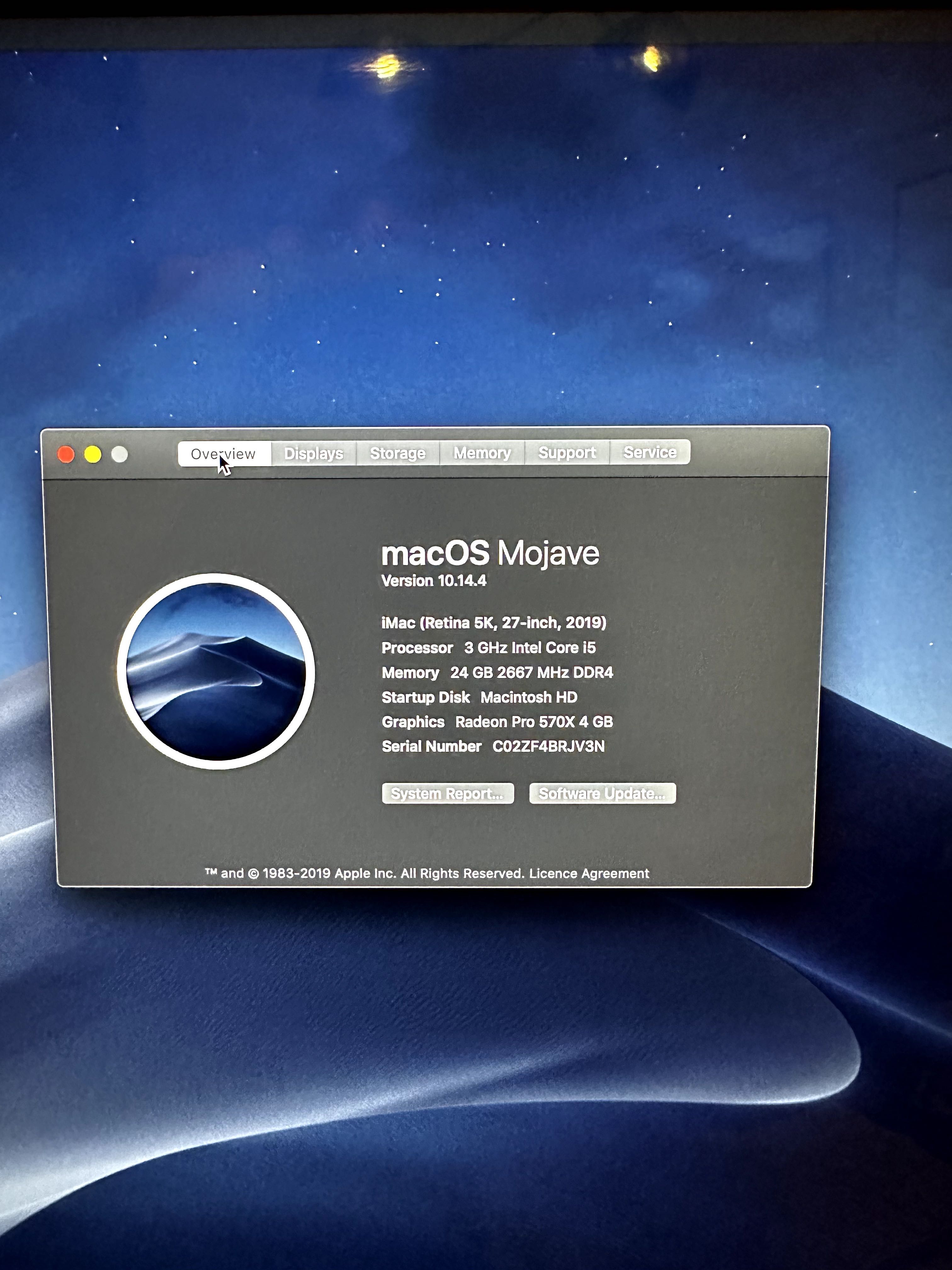 iMac 27 2019 Retina 5k, 3GHz i5, 24GB RAM, 1T SSD, Radeon Pro 570X 4GB