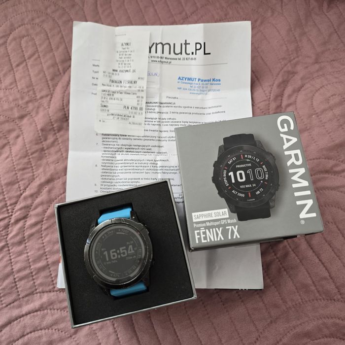 Garmin Fenix 7x Sapphire Solar Titanium. Dowód zakupu.
