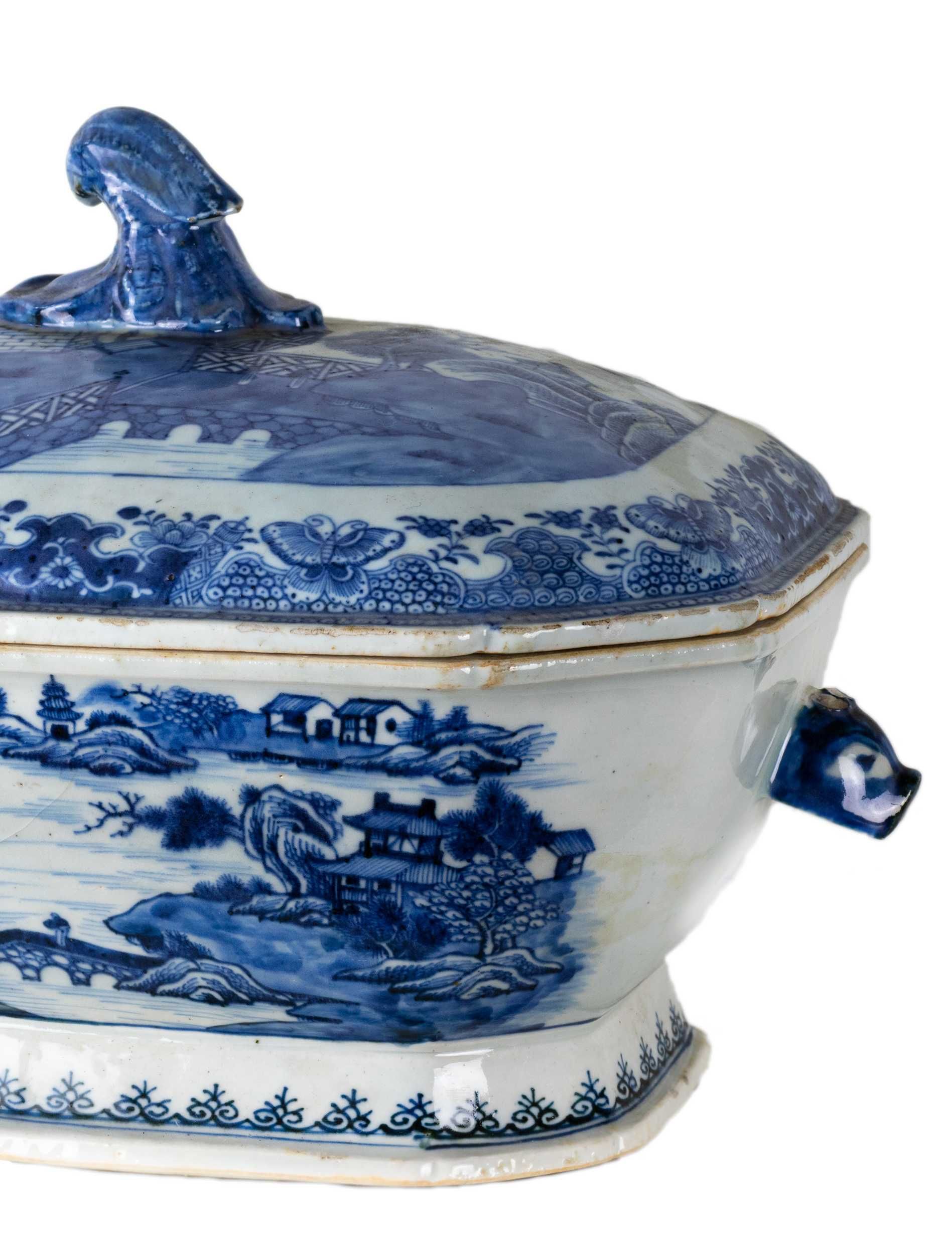 Terrina porcelana chinesa azul Cantão Jiaqing | 1798