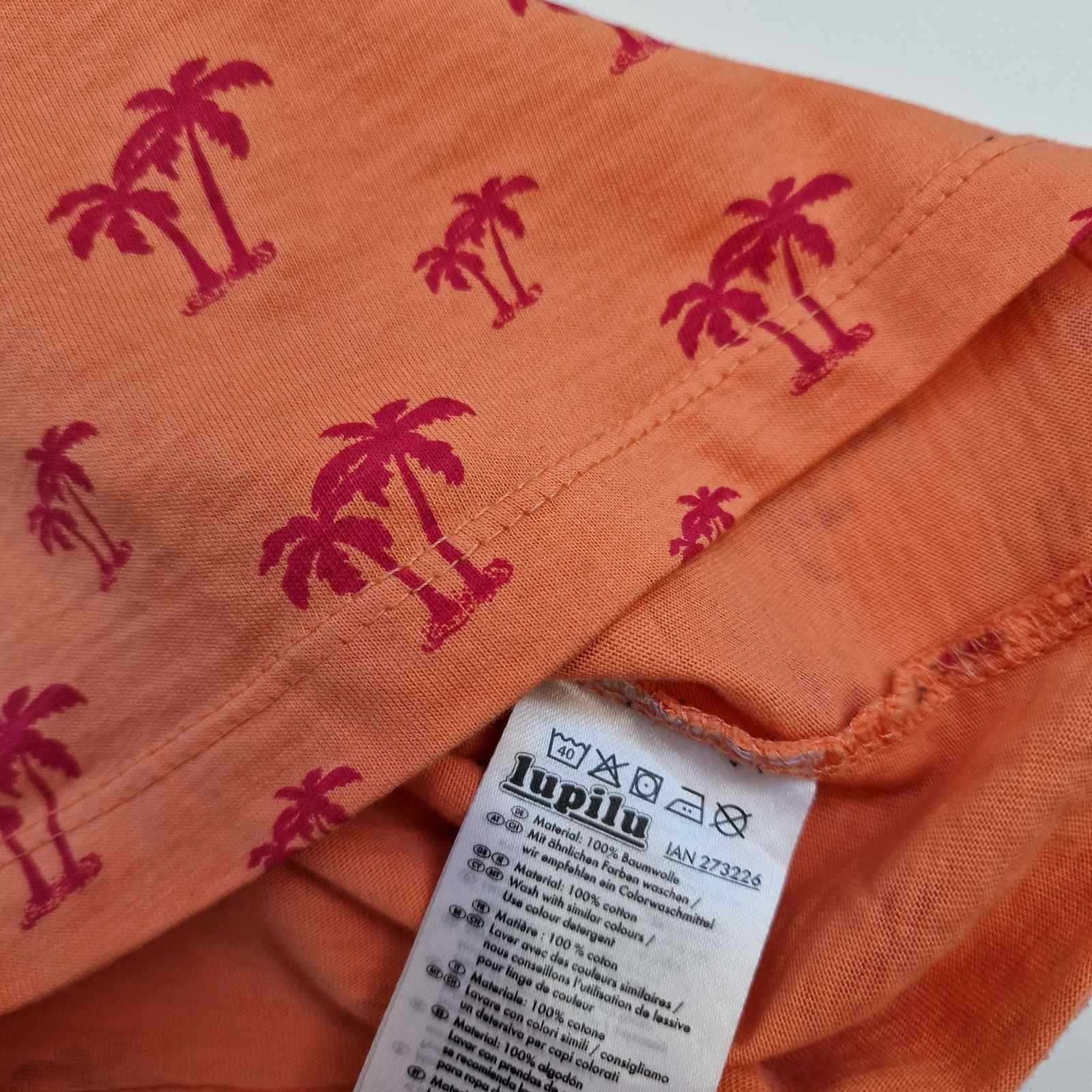 Летняя оранжевая футболка девочке р. 110-116 пальмы lupilu хлопок