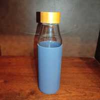 Пляшка для води ECO GLASS BOTTLE SILICONE COVER сіро-синя 500 МЛ
