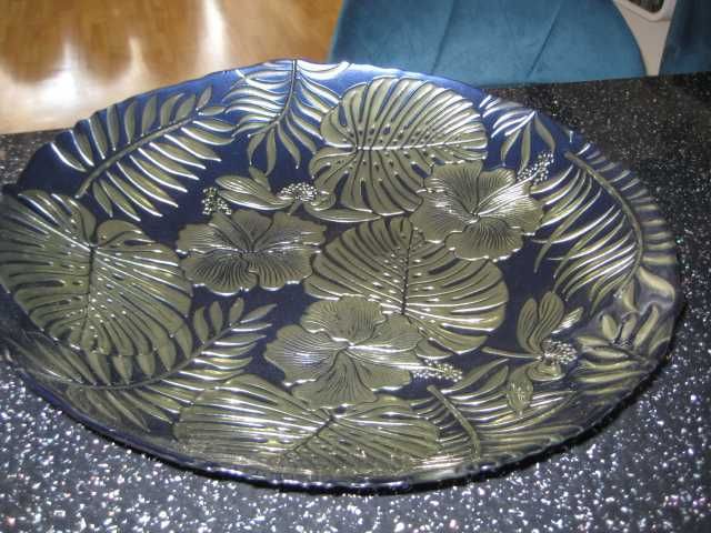 Patera szklana w kolorze granatowo-złotym   HOME   &  you