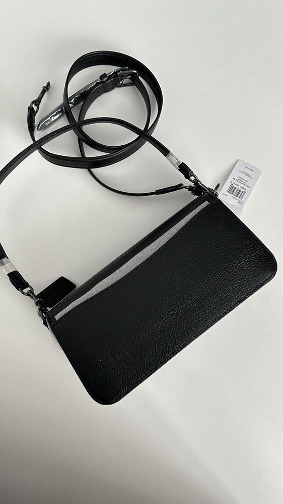 Чорна шкіряна сумка багет Morgan Shoulder Black Coach