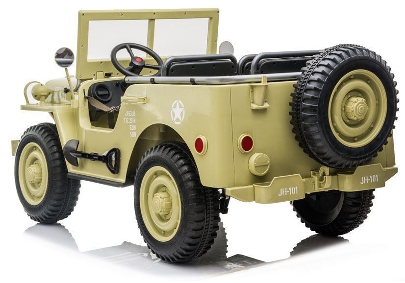 TRZY osobowy 4x4 +ŁOPATKA  Auto na Akumulator  willys  JH101 Khaki