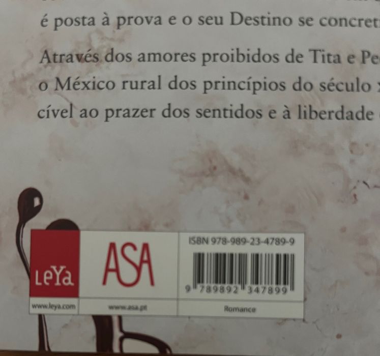Livro “Como água para chocolate”, de Laura Esquivel