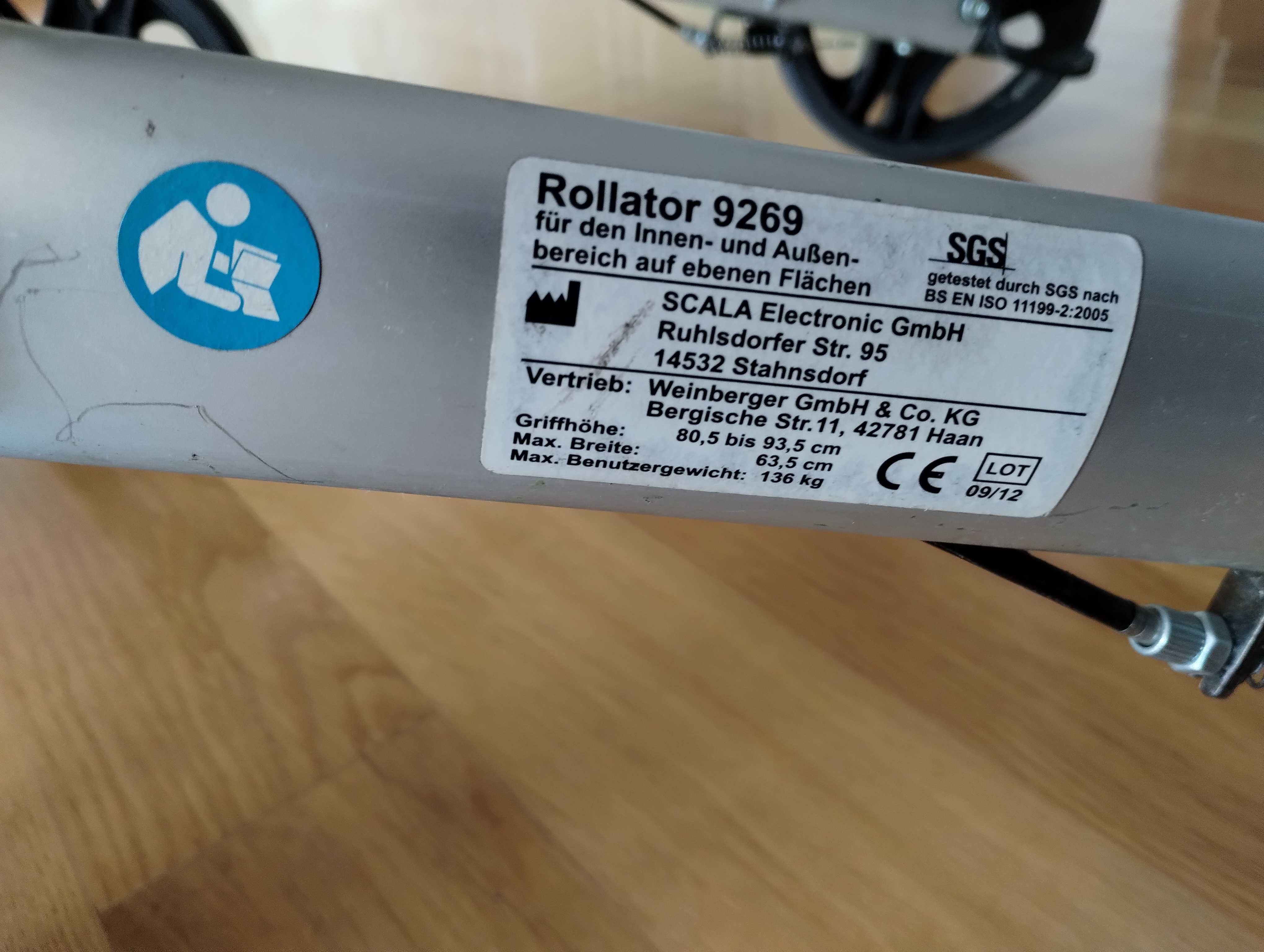 Aluminiowy balkonik chodzik Rollator.