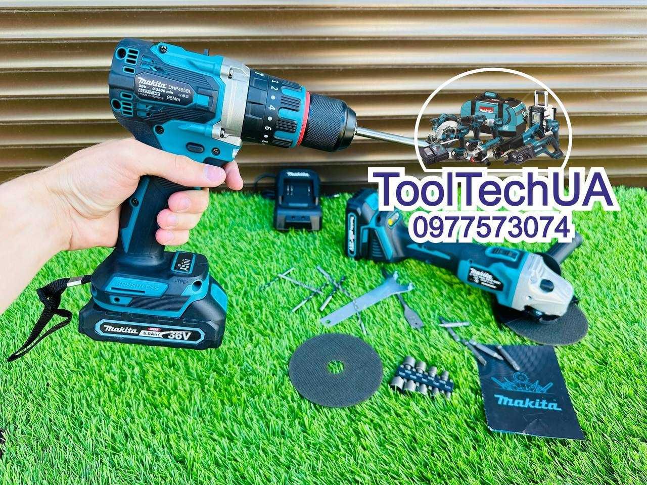 Безщоточний Набор Makita 2/1 Балгарка DGA504 XGT + Шурупокрут DHP485
