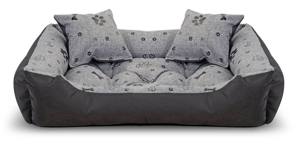 Legowisko Dla Psa Kojec 75X65Cm Wodoodporne Kości Czarne