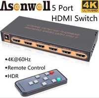 Перемикач HDMI 4K при 60 Гц 5 в 1 Out UHD HDR10 v2.0 Розгалужувач 5 по