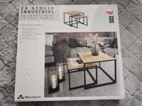 Komplet 2 stoliki Loft Stolik Loft podwójny metalowy stelaż Nowy