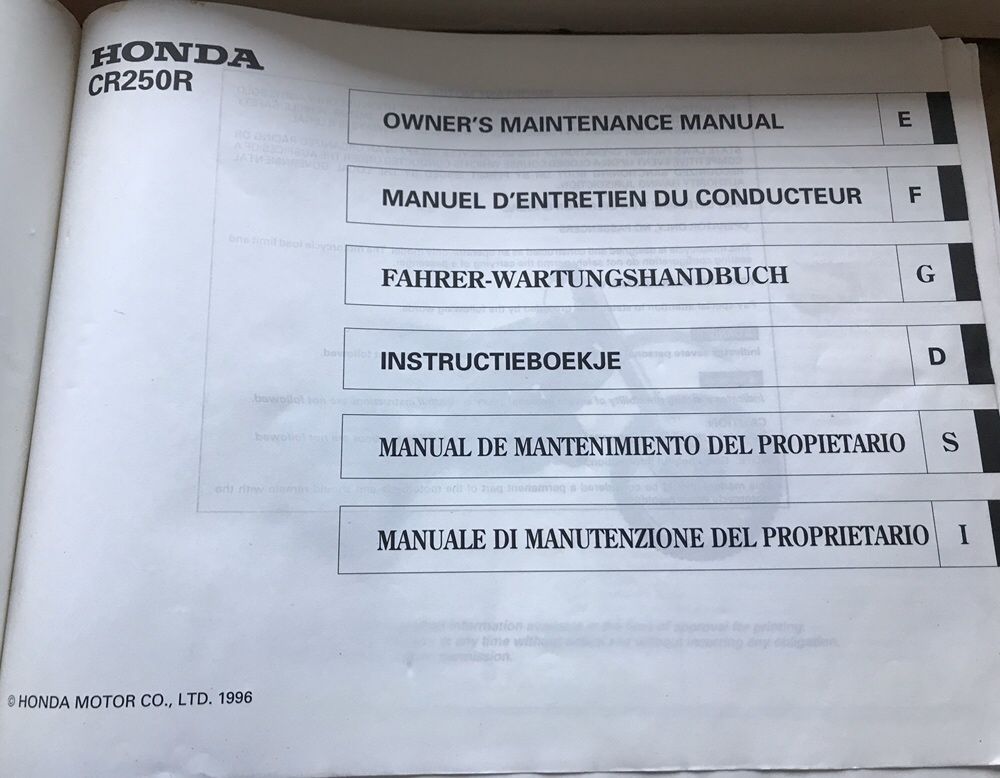 Manual Técnico Manutenção Honda CR250R