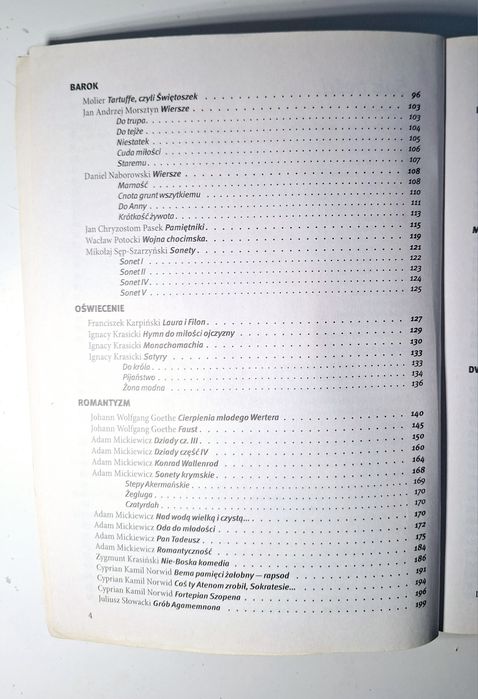 Opracowanie lektur i wierszy