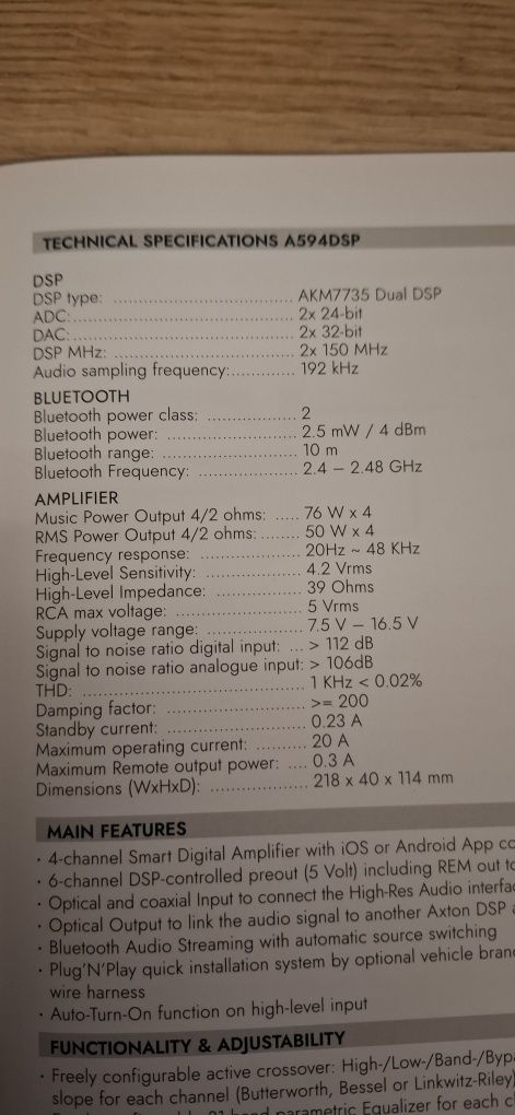 Wzmacniacz Axton A594 Dsp