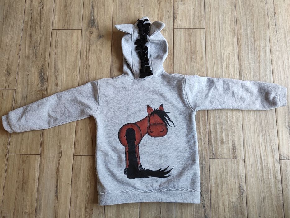 Bluza ciepła na jesień, zimę dla dziewczynki z koniem UNIKAT!!rozmiar