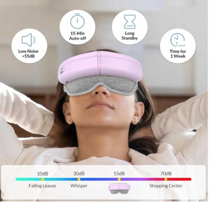 Mafiti Masażer do Oczu z Ciepłem, Wibracją i Bluetooth - Relaks i Ulga